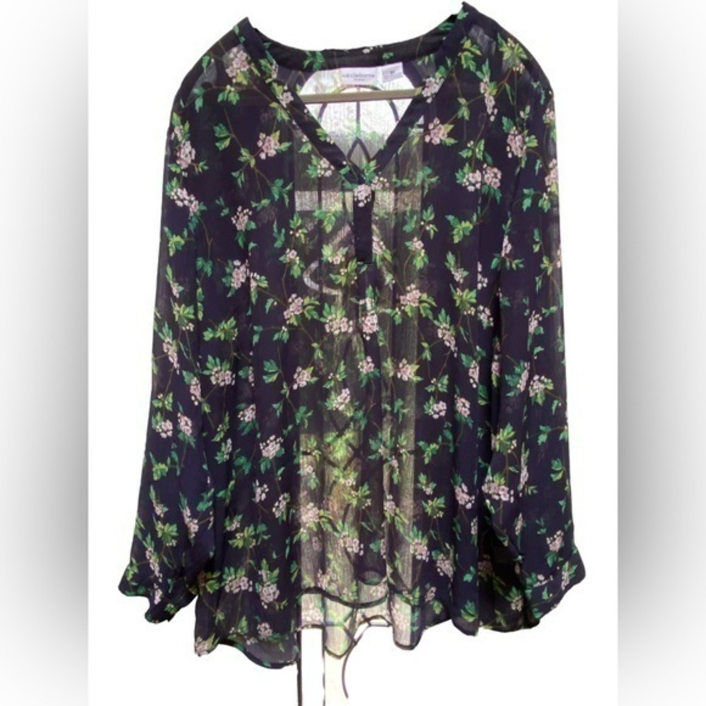 Liz Claiborne sheer navy floral tunic plus size 3x
